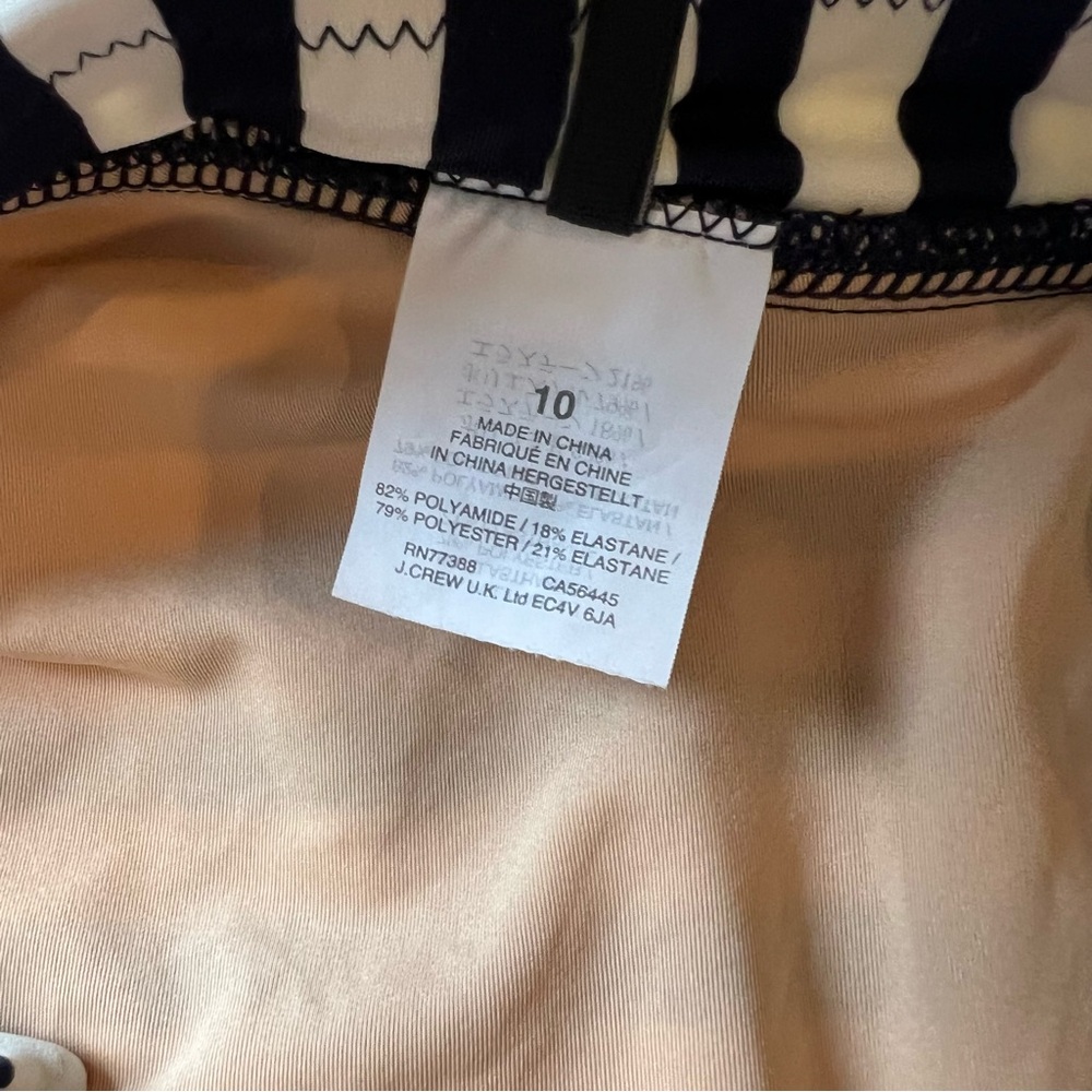 J CREW Classic 1 Tie Strap Navy Striped One Piece Swimsuit Womens 10 Like New - Picture 7 of 10